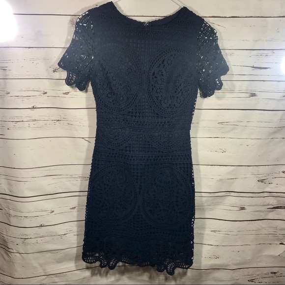 J.O.A Navy Crochet Lace Sheath Dress - Picture 2 of 4